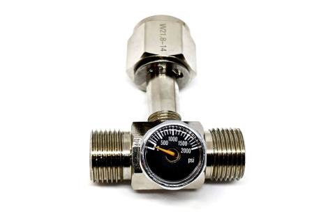 CO2 Cylinder Two-way T Splitter - Front