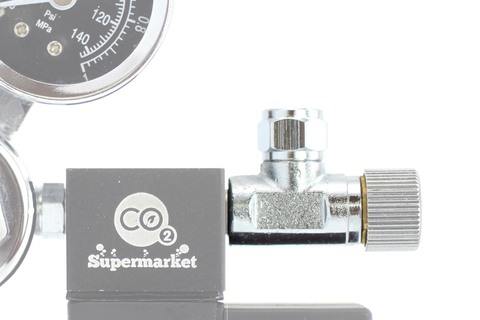 Photo of male needle valve attached to solenoid regulator