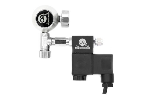 Photo showing solenoid connected to regulator using a 24mm extension.