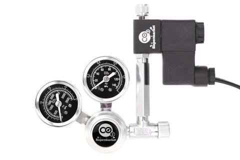 Photo showing solenoid connected to regulator using a 57mm extension.